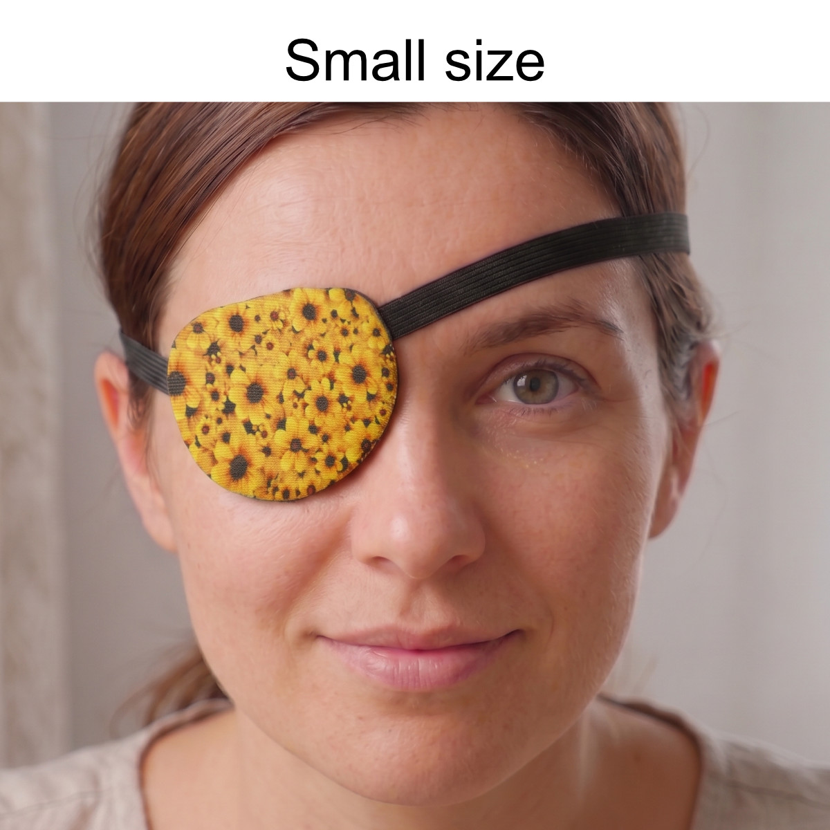 3D Adjustable Cotton Eye Patch Yellow Flowers | Amblyopia & Astigmatism Eye Cover - Image 2