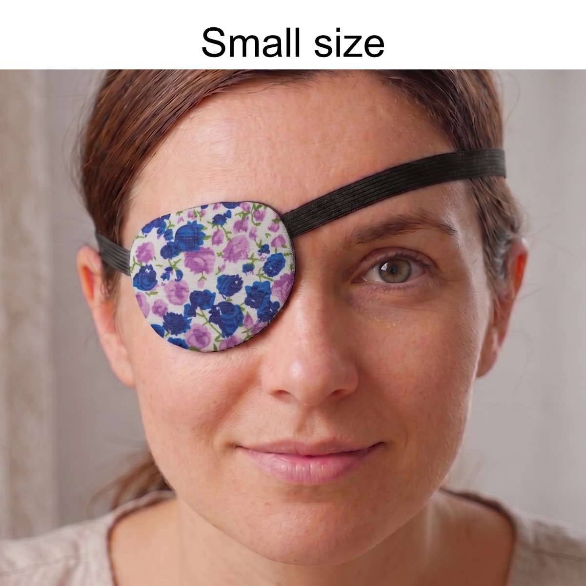 3D Adjustable Cotton Eye Patch | Blue and Lilac Design | Amblyopia & Astigmatism Eye Cover - Image 2