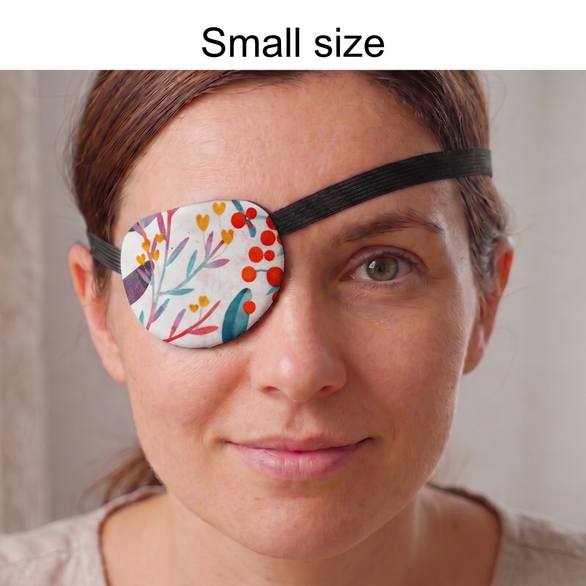 3D Adjustable Cotton Eye Patch | Blue Leaves Design | Amblyopia & Astigmatism Eye Cover - Image 3