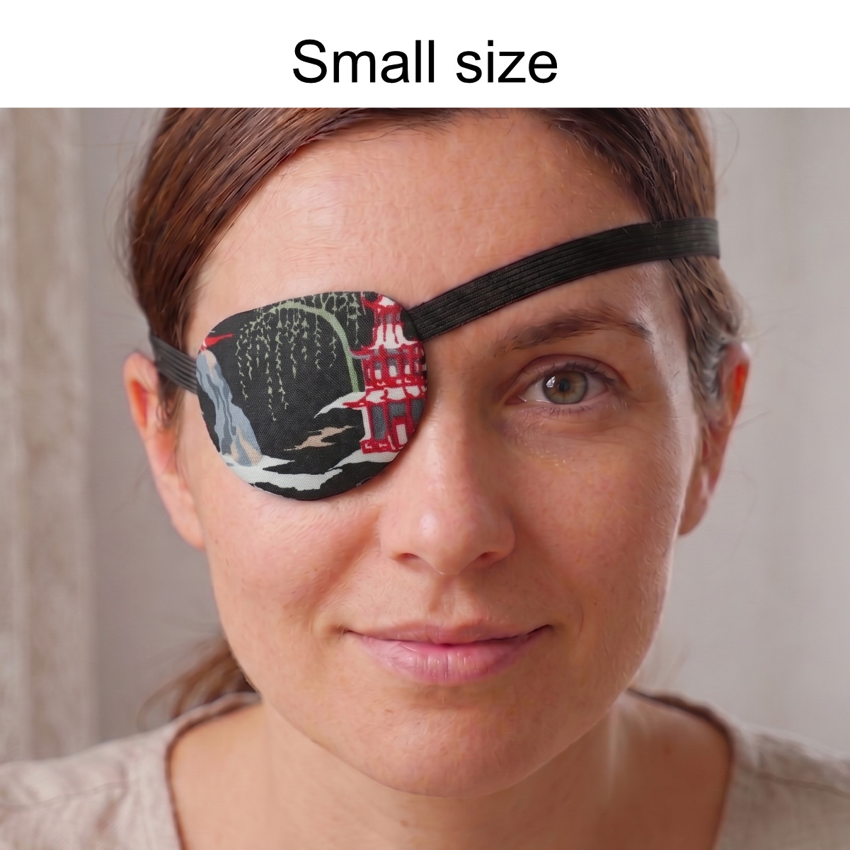 3D Adjustable Cotton Eye Patch | Dark Japanese Garden Design | Amblyopia & Astigmatism Eye Cover - Image 2