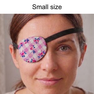 3D Adjustable Cotton Eye Patch Checkered Pink Design | Amblyopia & Astigmatism Eye Cover