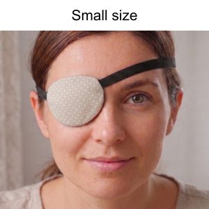 3D Adjustable Cotton Eye Patch Dots on Beige Design | Amblyopia & Astigmatism Eye Cover