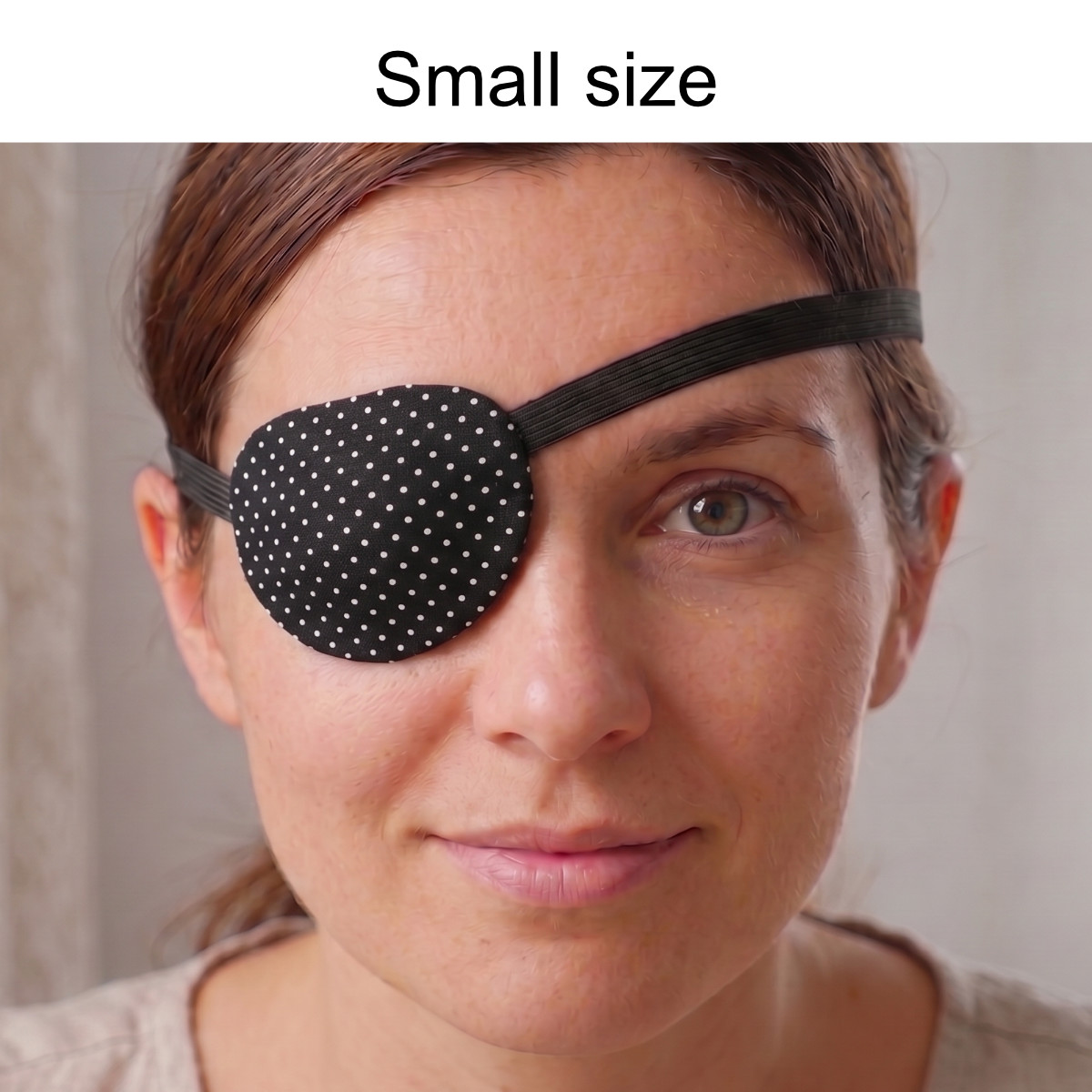 3D Adjustable Cotton Eye Patch Dots on Black Design | Amblyopia & Astigmatism Eye Cover - Image 2