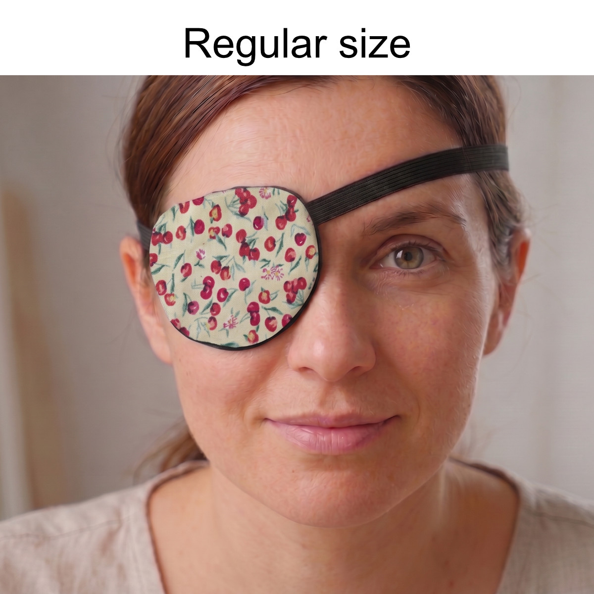 3D Adjustable Cotton Eye Patch Cherry Design | Amblyopia & Astigmatism Eye Cover - Image 3