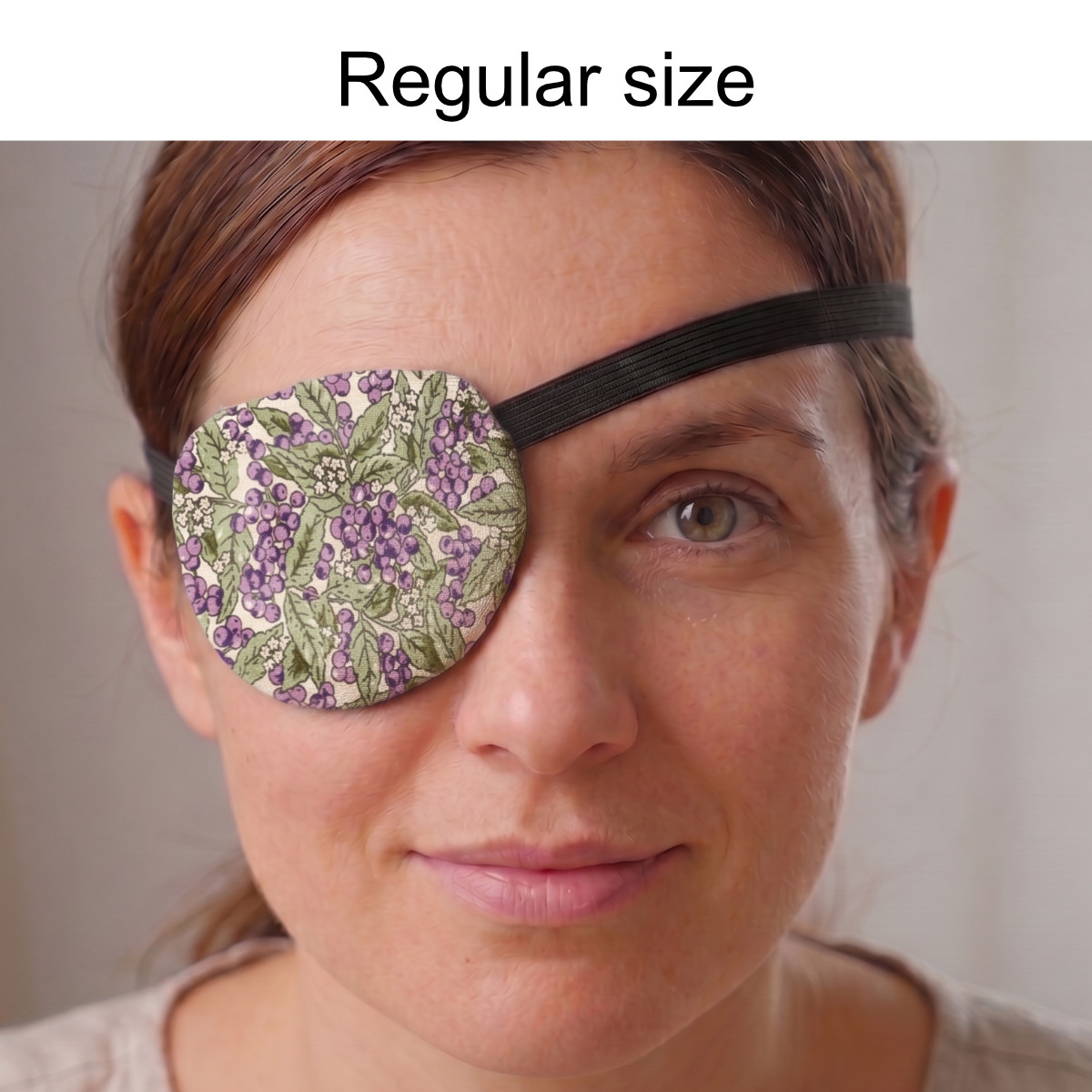 3D Adjustable Cotton Eye Patch Lilac Berry Design | Amblyopia & Astigmatism Eye Cover - Image 3