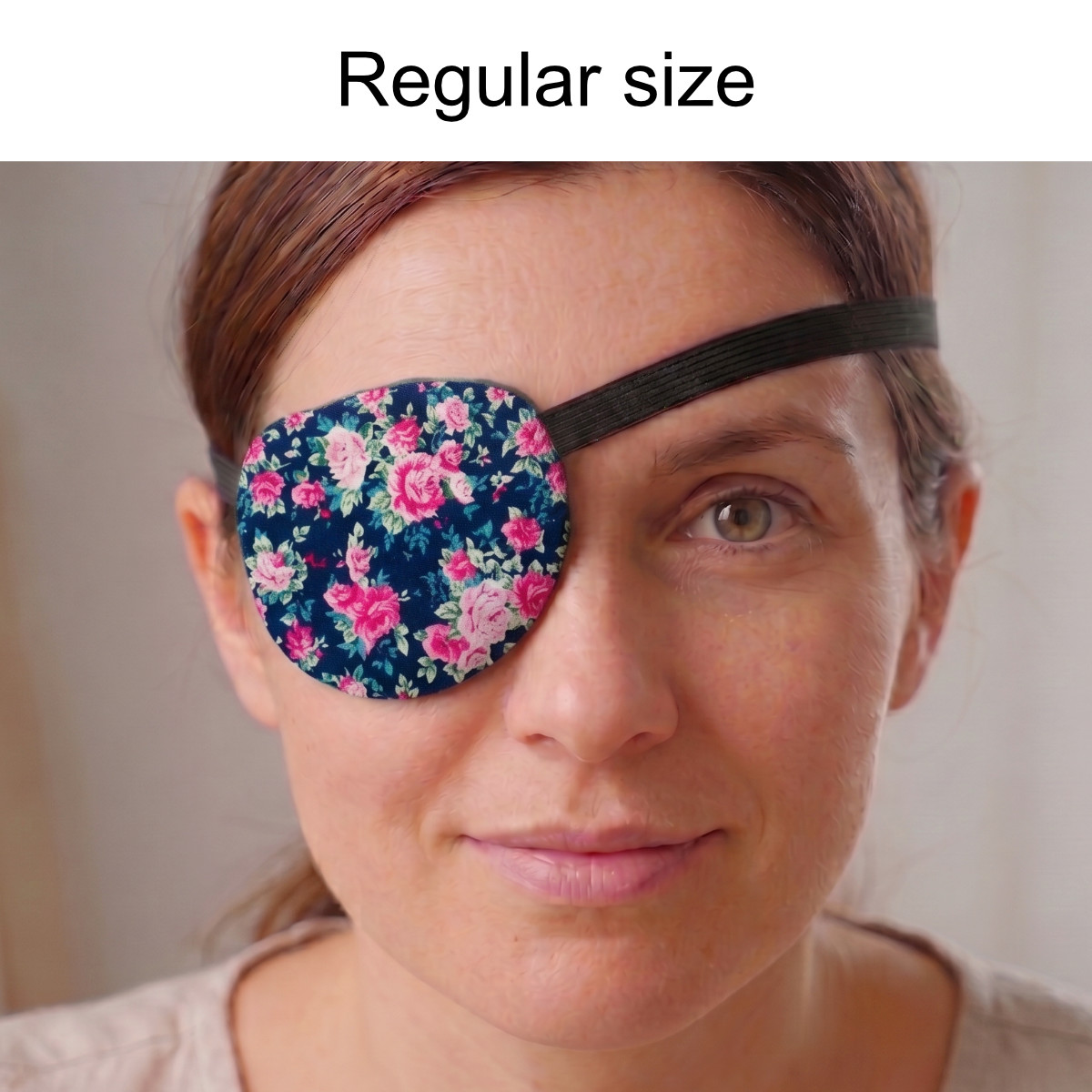 3D Adjustable Cotton Eye Patch Roses on Black Design | Amblyopia & Astigmatism Eye Cover - Image 3