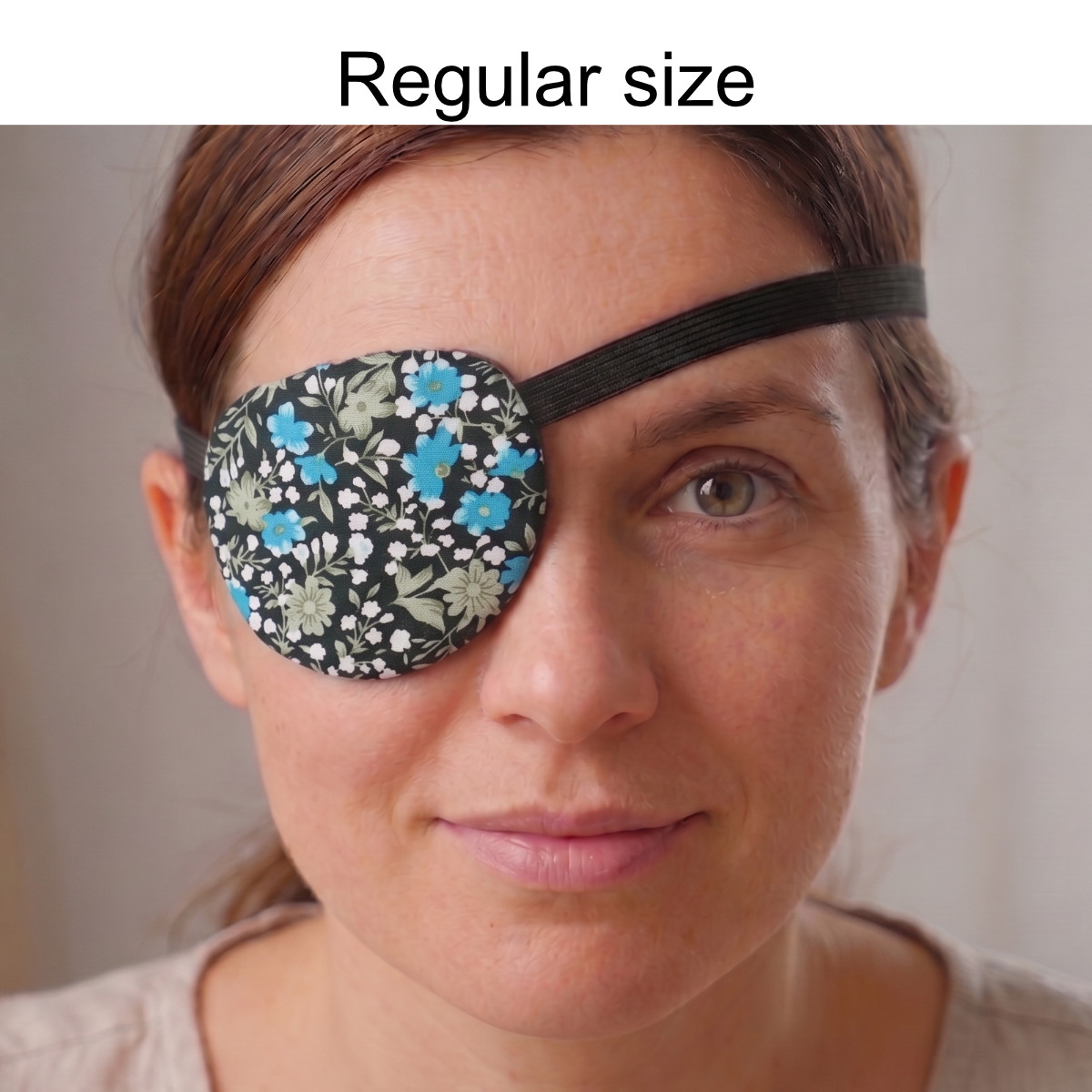 3D Adjustable Cotton Eye Patch Turquoise Flowers | Amblyopia & Astigmatism Eye Cover - Image 3