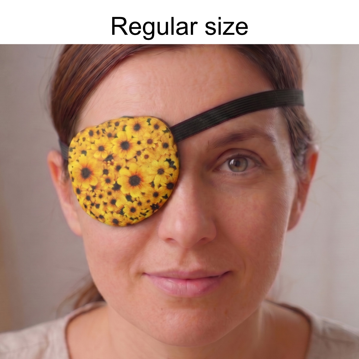 3D Adjustable Cotton Eye Patch Yellow Flowers | Amblyopia & Astigmatism Eye Cover - Image 3