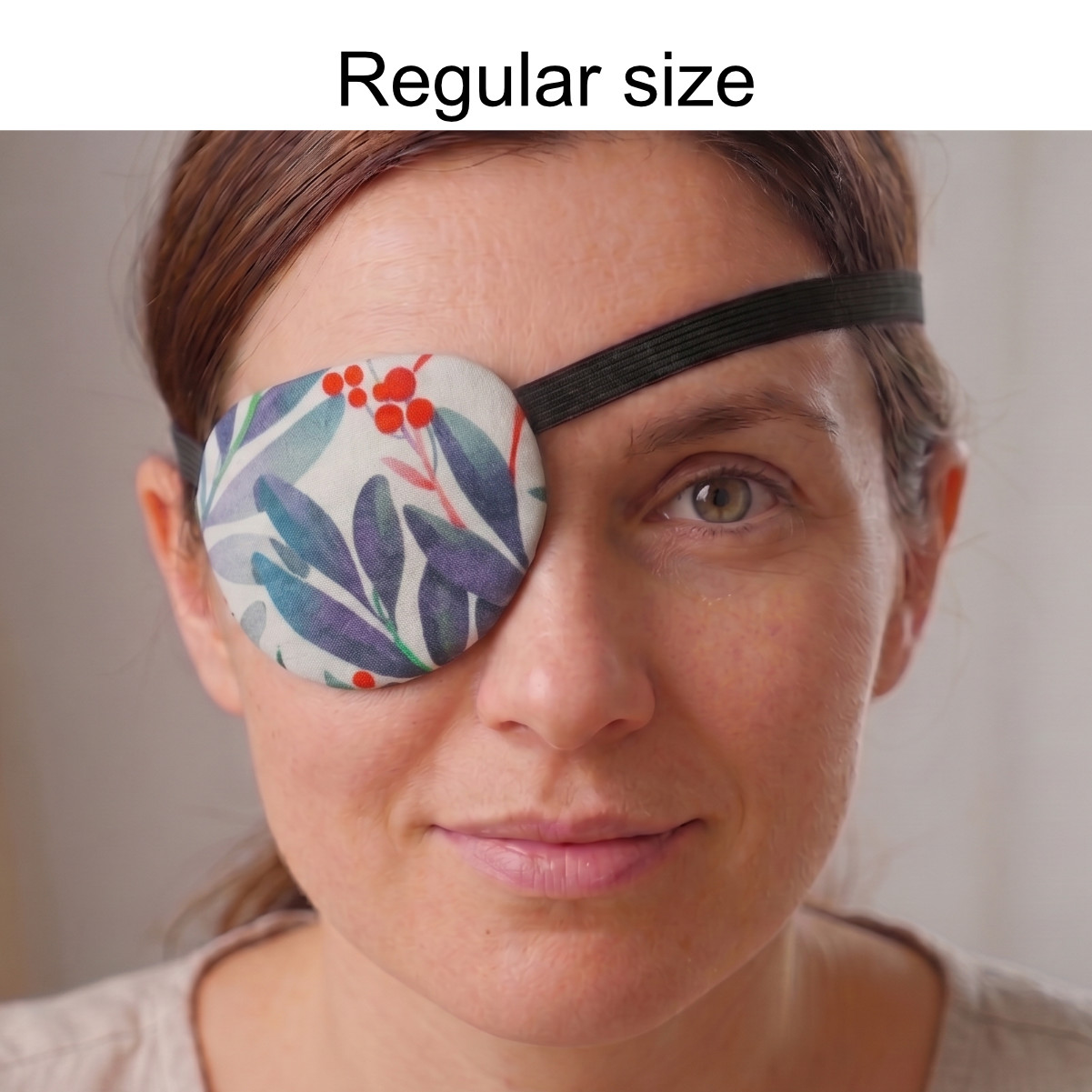 3D Adjustable Cotton Eye Patch | Blue Leaves Design | Amblyopia & Astigmatism Eye Cover - Image 2