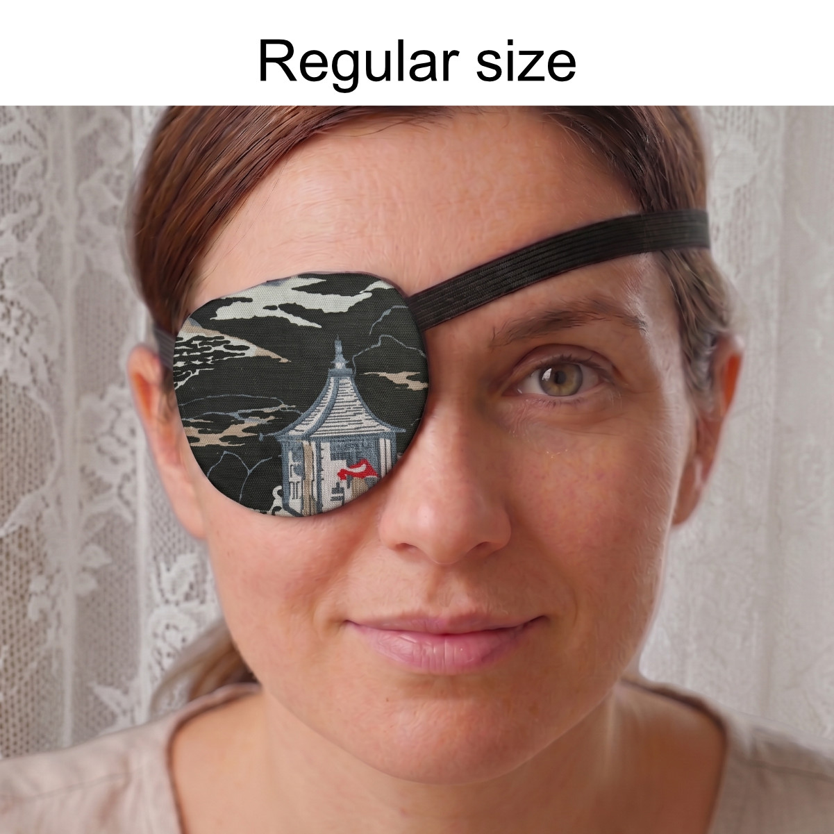 3D Adjustable Cotton Eye Patch | Dark Japanese Garden Design | Amblyopia & Astigmatism Eye Cover - Image 3