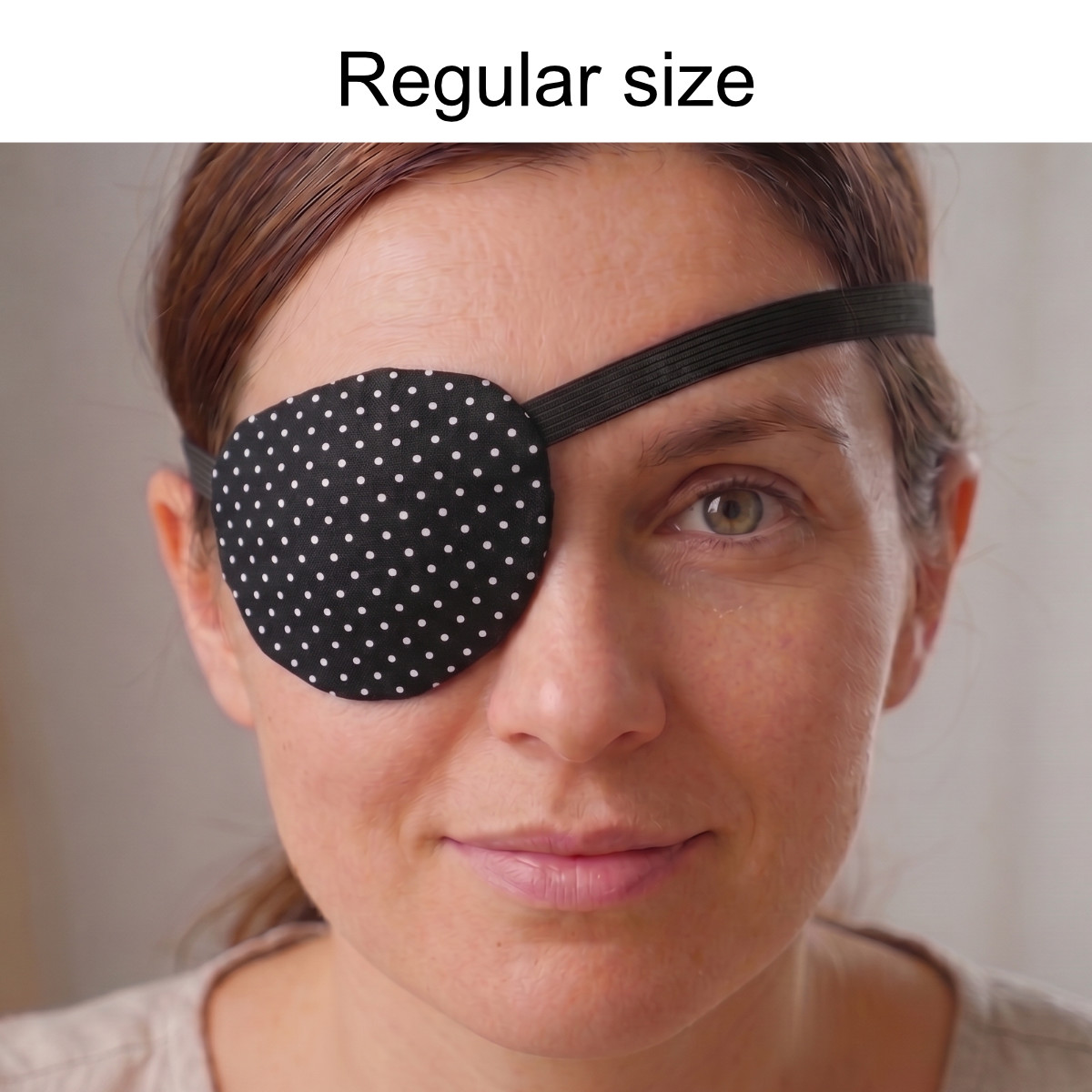 3D Adjustable Cotton Eye Patch Dots on Black Design | Amblyopia & Astigmatism Eye Cover - Image 3
