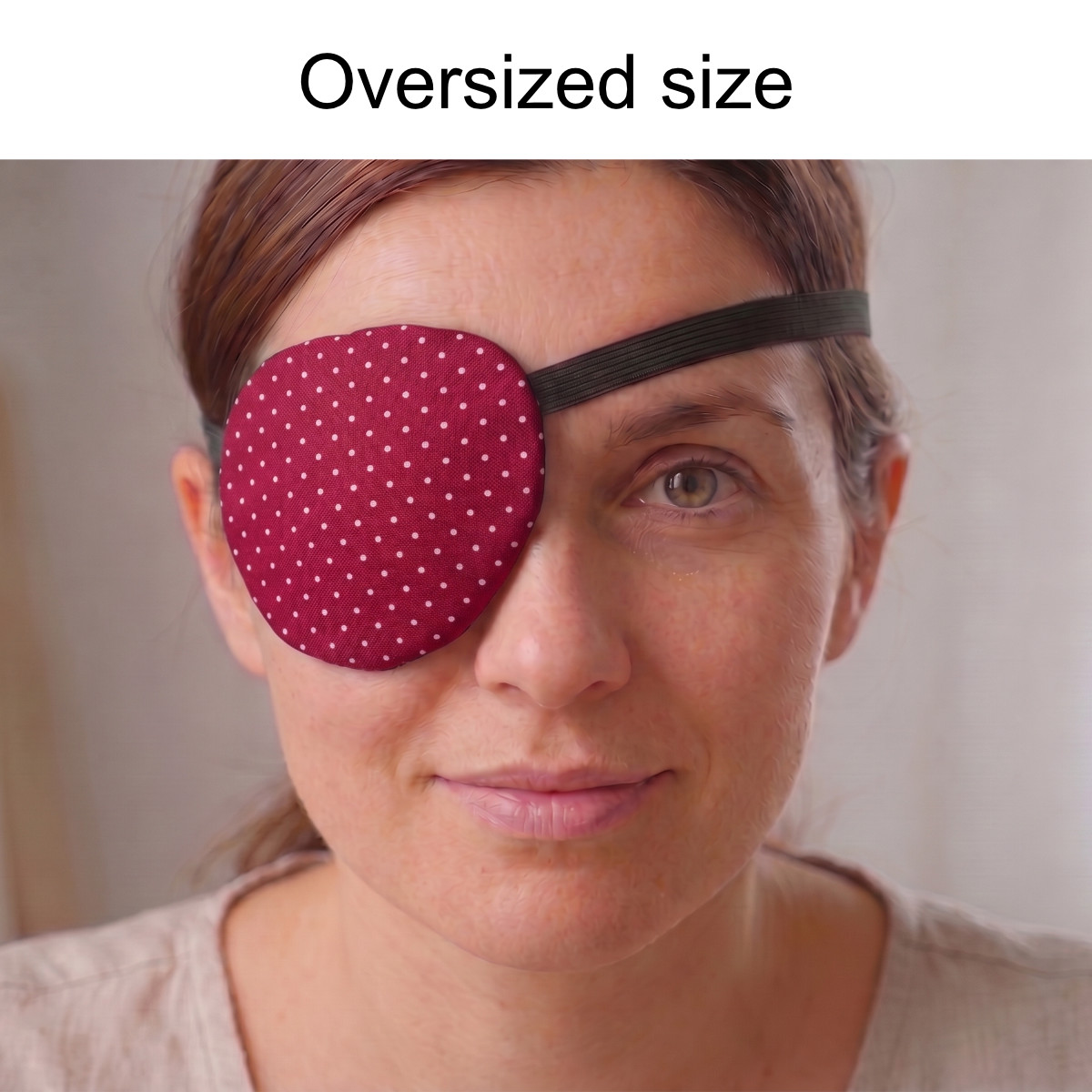 3D Adjustable Cotton Eye Patch Dots on Red Design | Amblyopia & Astigmatism Eye Cover - Image 4