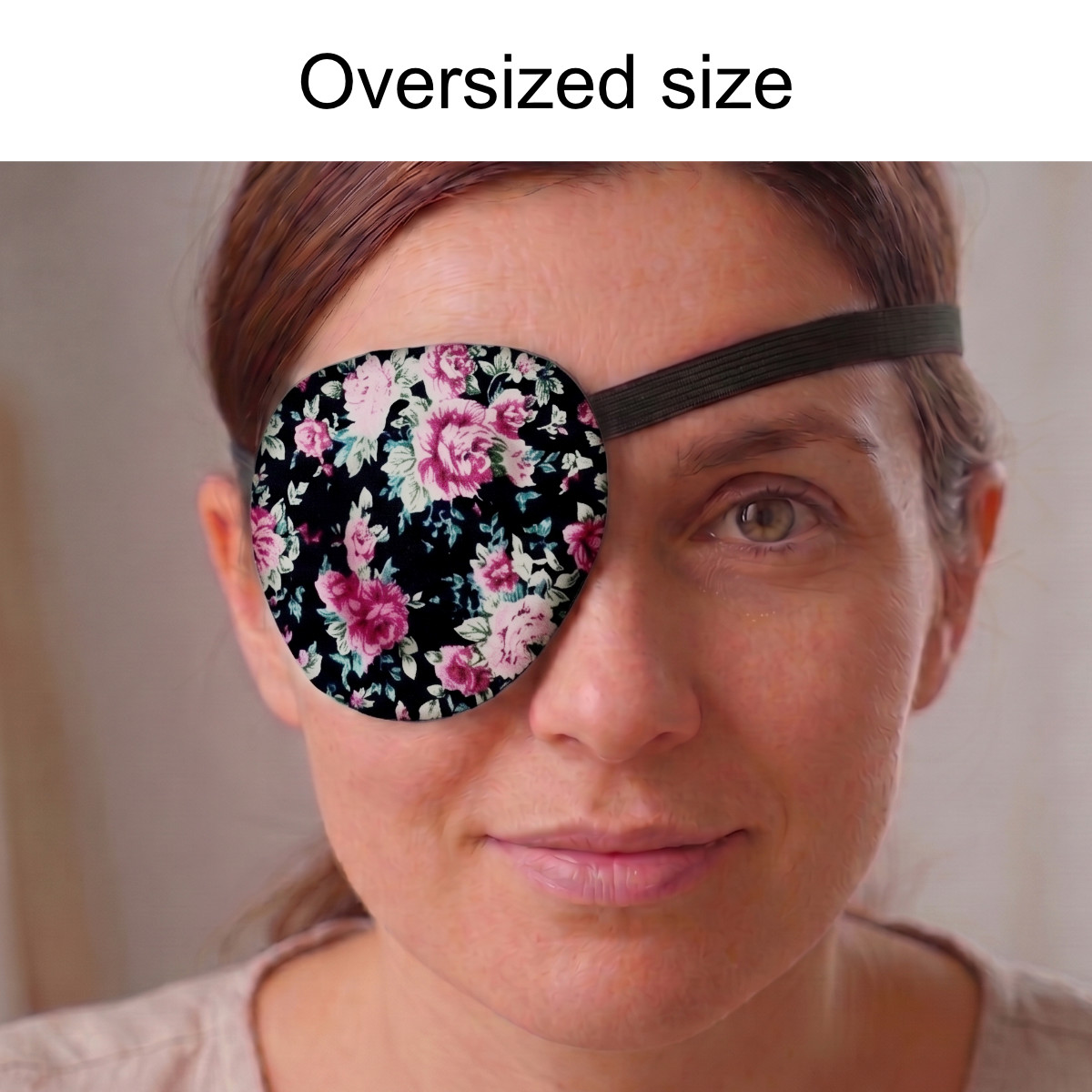 3D Adjustable Cotton Eye Patch Roses on Black Design | Amblyopia & Astigmatism Eye Cover - Image 4