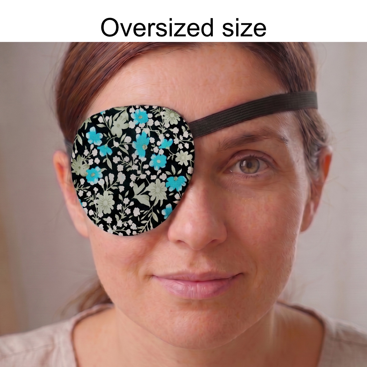 3D Adjustable Cotton Eye Patch Turquoise Flowers | Amblyopia & Astigmatism Eye Cover - Image 4