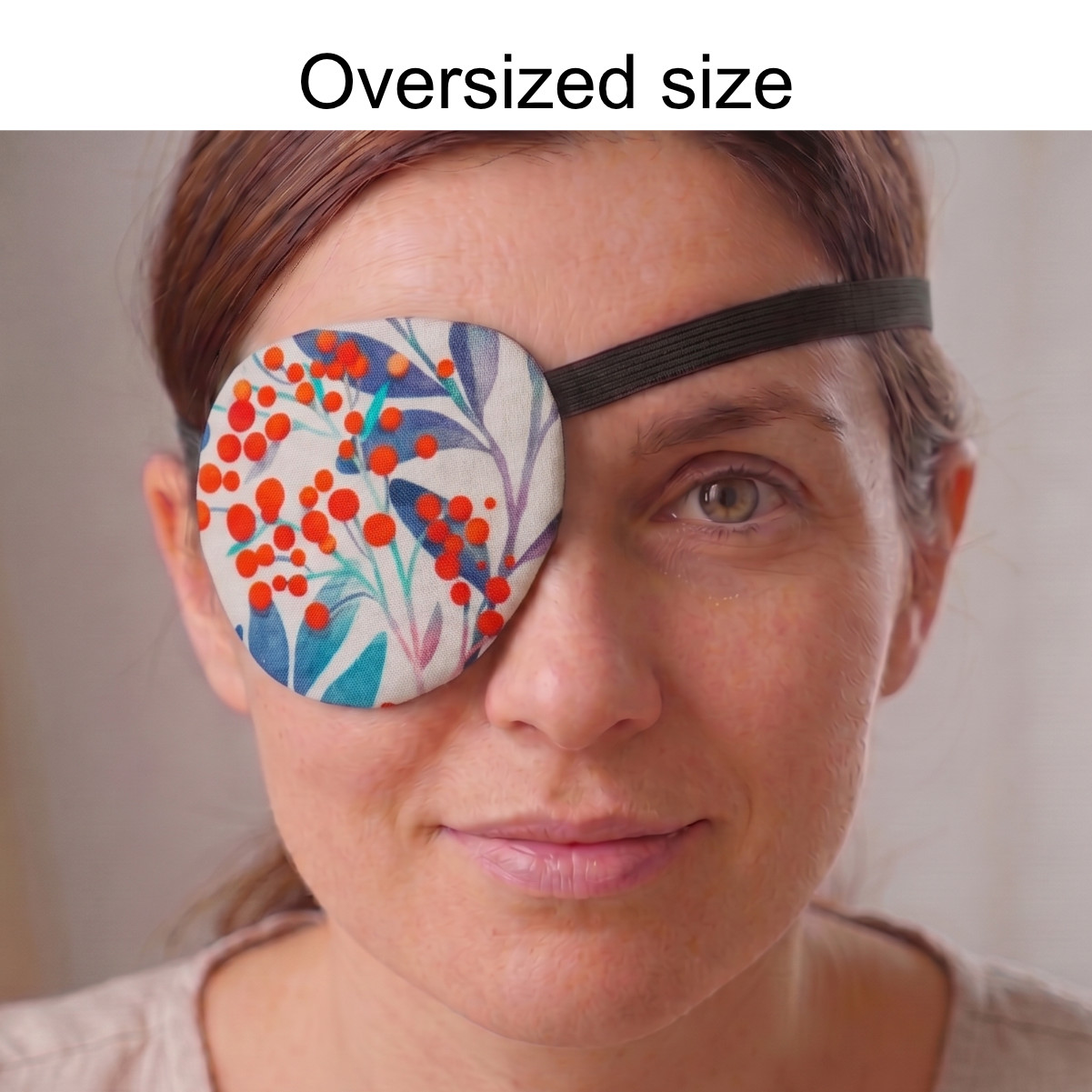 3D Adjustable Cotton Eye Patch | Blue Leaves Design | Amblyopia & Astigmatism Eye Cover - Image 4