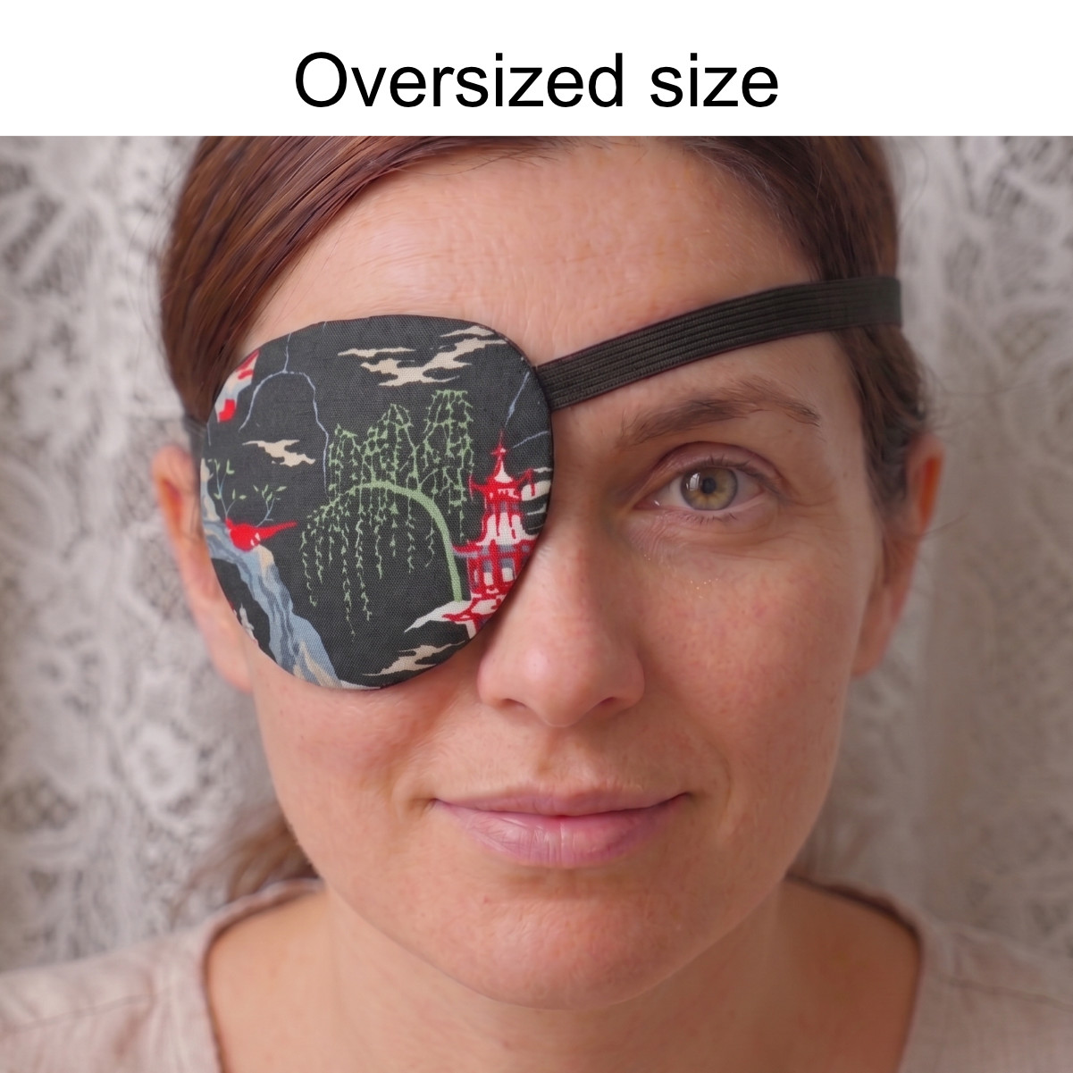 3D Adjustable Cotton Eye Patch | Dark Japanese Garden Design | Amblyopia & Astigmatism Eye Cover - Image 4