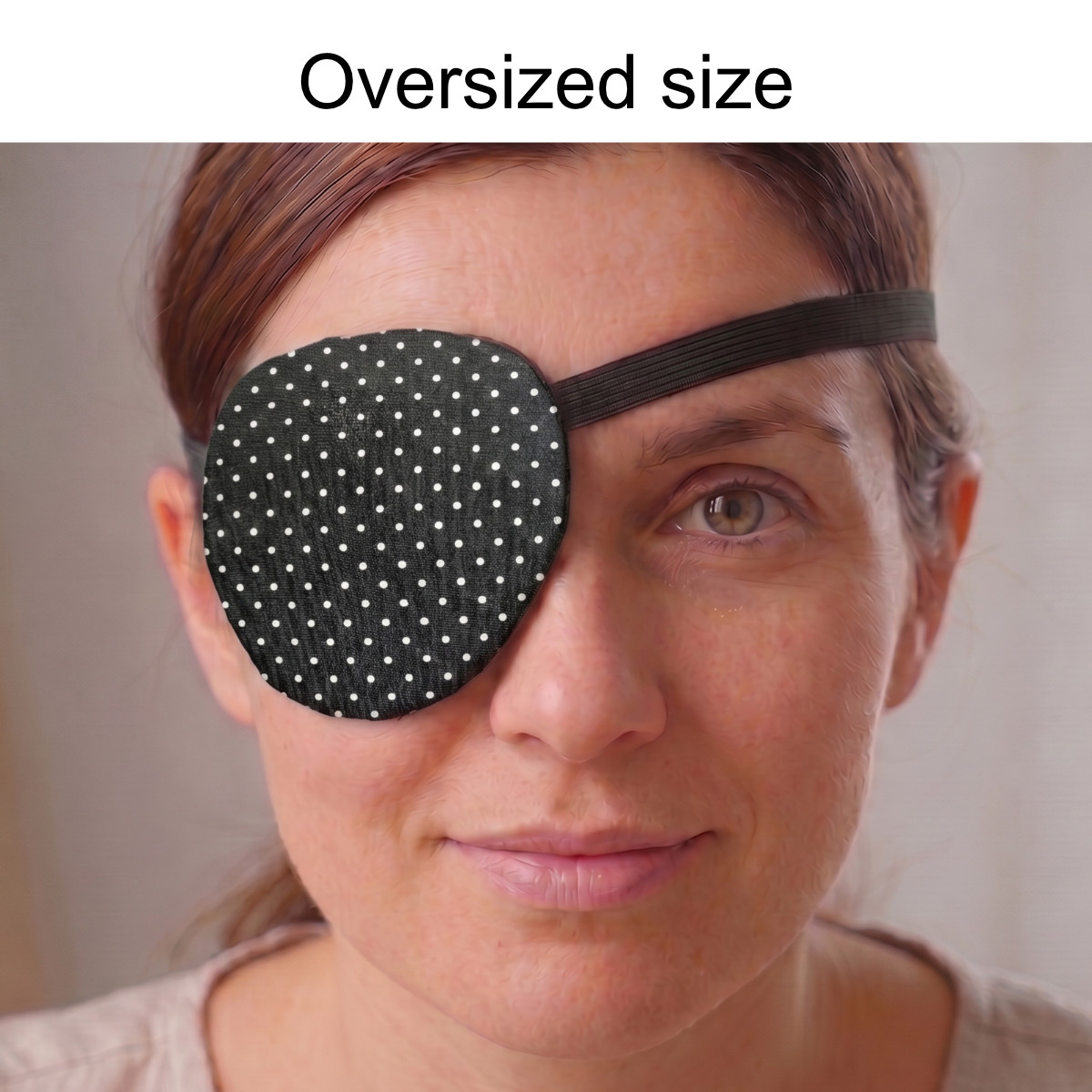3D Adjustable Cotton Eye Patch Dots on Black Design | Amblyopia & Astigmatism Eye Cover - Image 4