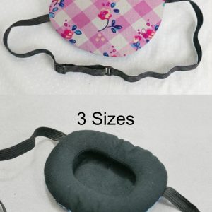 3D Adjustable Cotton Eye Patch Checkered Pink Design | Amblyopia & Astigmatism Eye Cover