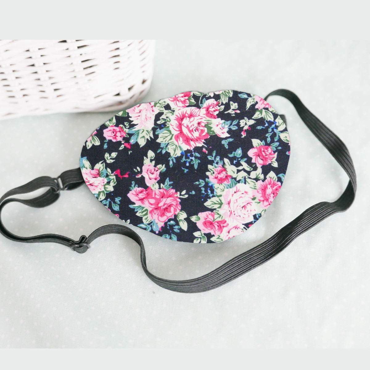 3D Adjustable Cotton Eye Patch Roses on Black Design | Amblyopia & Astigmatism Eye Cover - Image 5