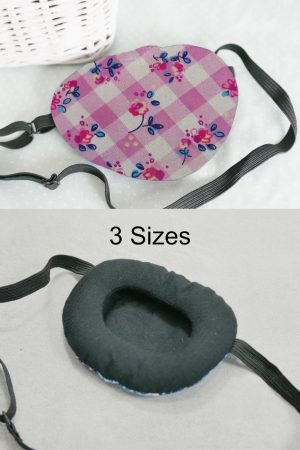 3D Adjustable Cotton Eye Patch Checkered Pink Design | Sleeping Mask for Amblyopia & Astigmatism