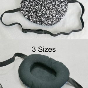 3D Adjustable Cotton Eye Patch Black-White Floral Design | Amblyopia & Astigmatism Eye Cover