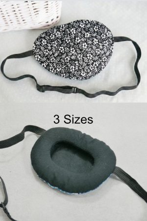 3D Adjustable Cotton Eye Patch Black-White Floral Design | Amblyopia & Astigmatism Eye Cover