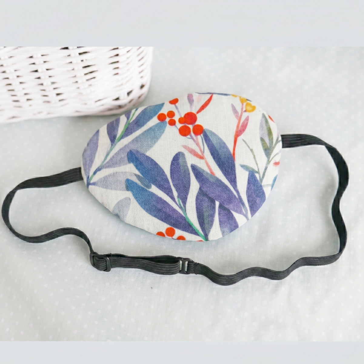 3D Adjustable Cotton Eye Patch | Blue Leaves Design | Amblyopia & Astigmatism Eye Cover - Image 5