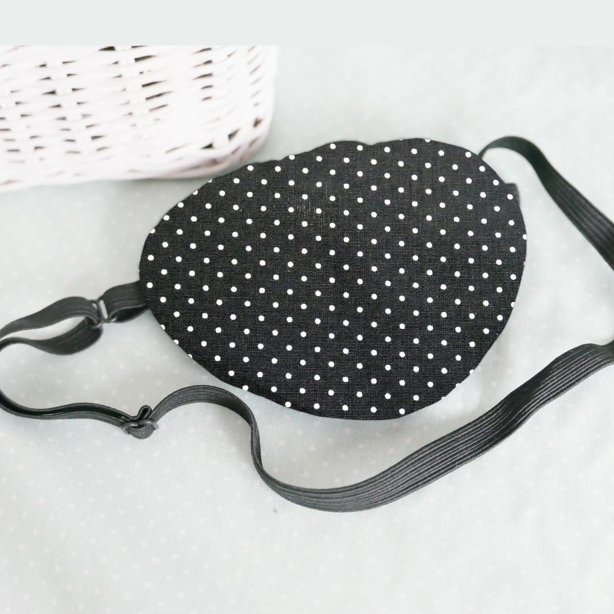 3D Adjustable Cotton Eye Patch Dots on Black Design | Amblyopia & Astigmatism Eye Cover - Image 5