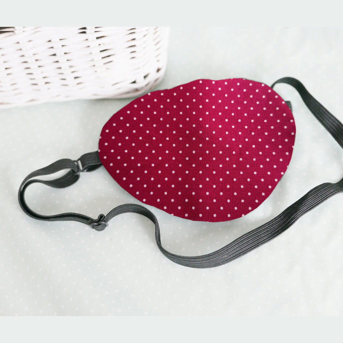 3D Adjustable Cotton Eye Patch Dots on Red Design | Amblyopia & Astigmatism Eye Cover - Image 5