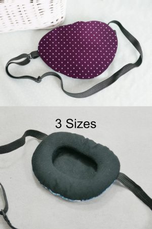 3D Adjustable Cotton Eye Patch Dots on Purple Design | Amblyopia & Astigmatism Eye Cover