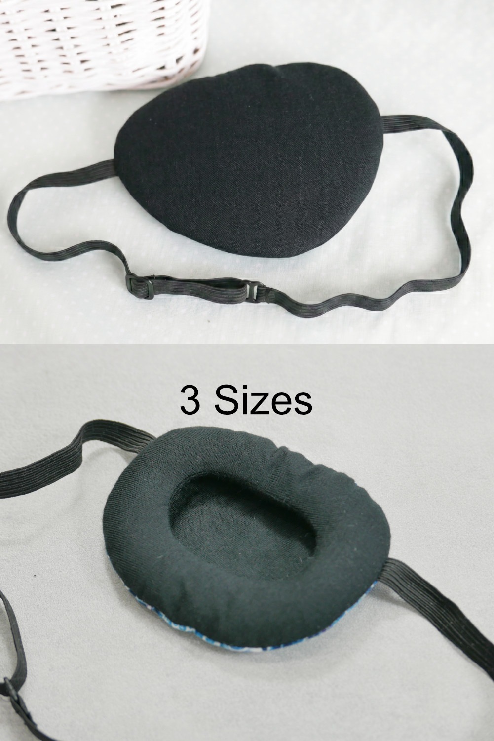 3D Adjustable Cotton Eye Patch Black Design | Amblyopia & Astigmatism Eye Cover