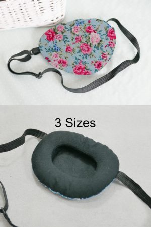 3D Adjustable Cotton Eye Patch Roses on Blue Design | Amblyopia & Astigmatism Eye Cover