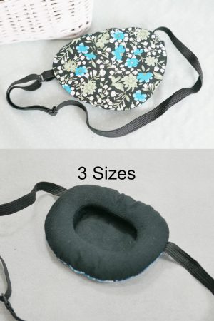 3D Adjustable Cotton Eye Patch Turquoise Flowers | Amblyopia & Astigmatism Eye Cover