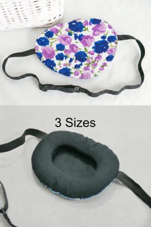 3D Adjustable Cotton Eye Patch | Blue and Lilac Design | Amblyopia & Astigmatism Eye Cover