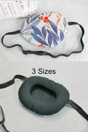 3D Adjustable Cotton Eye Patch | Blue Leaves Design | Amblyopia & Astigmatism Eye Cover