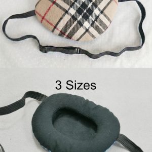 3D Adjustable Cotton Eye Patch | Checkered Beige Design | Amblyopia & Astigmatism Eye Cover