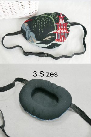 3D Adjustable Cotton Eye Patch | Dark Japanese Garden Design | Amblyopia & Astigmatism Eye Cover