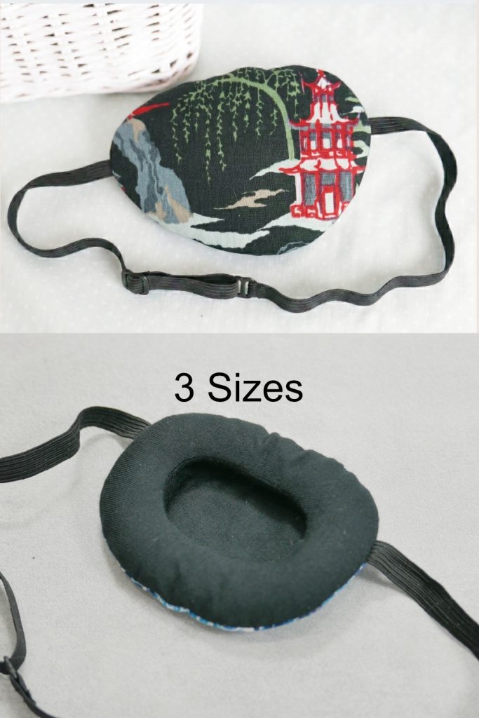 3D Adjustable Cotton Eye Patch | Dark Japanese Garden Design | Amblyopia & Astigmatism Eye Cover