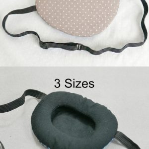 3D Adjustable Cotton Eye Patch Dots on Beige Design | Amblyopia & Astigmatism Eye Cover
