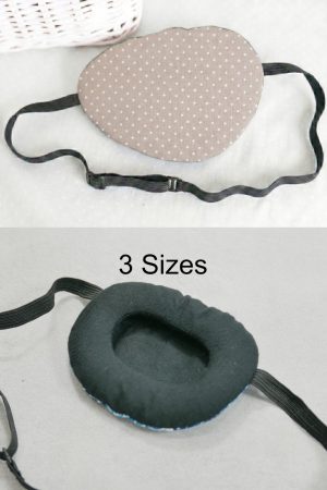 3D Adjustable Cotton Eye Patch Dots on Beige Design | Amblyopia & Astigmatism Eye Cover