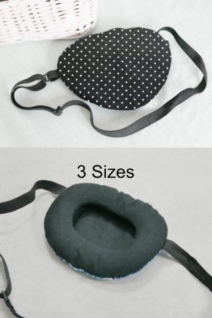 3D Adjustable Cotton Eye Patch Dots on Black Design | Amblyopia & Astigmatism Eye Cover