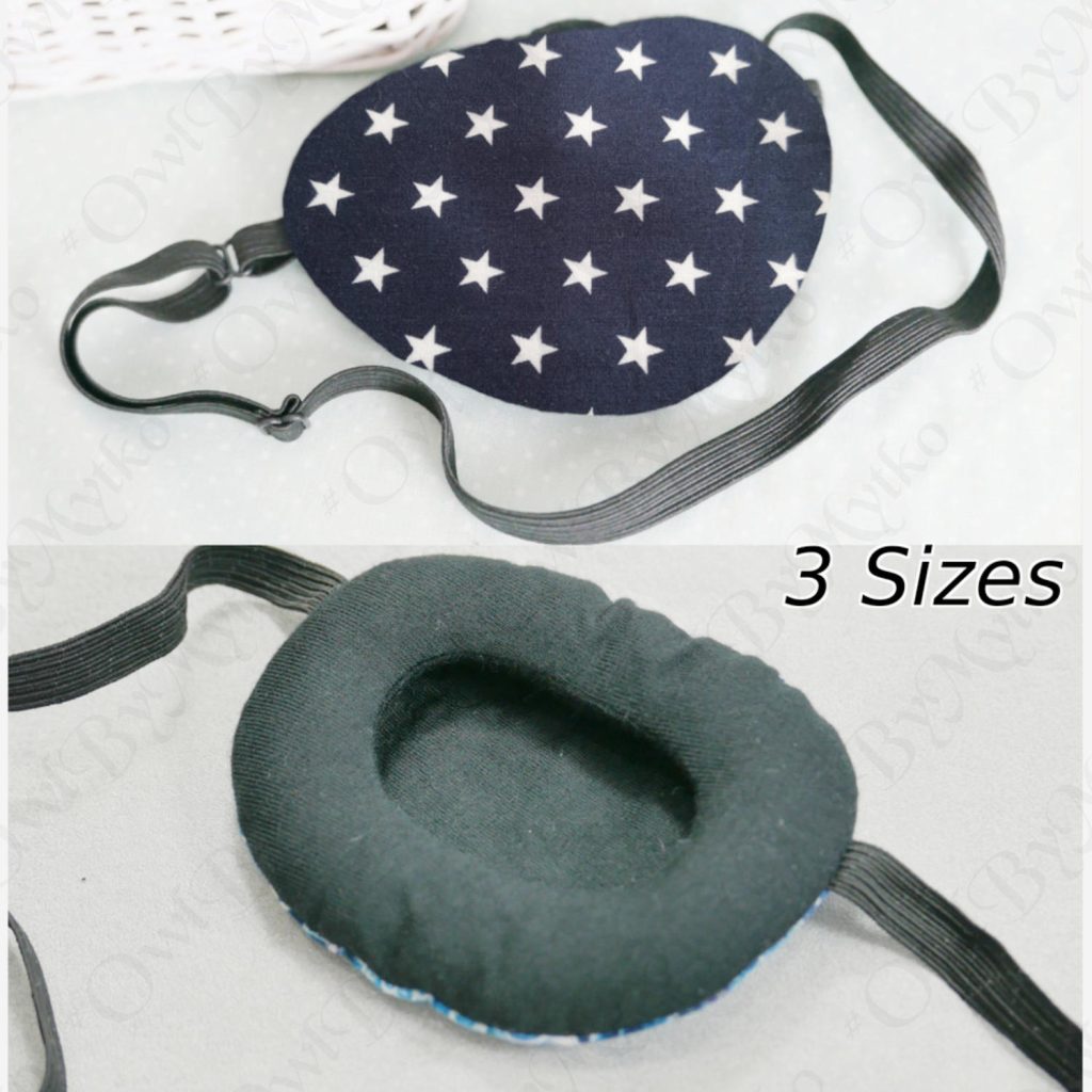 3D Adjustable Cotton Eye Patch Stars on Navy Design | Amblyopia & Astigmatism Eye Cover