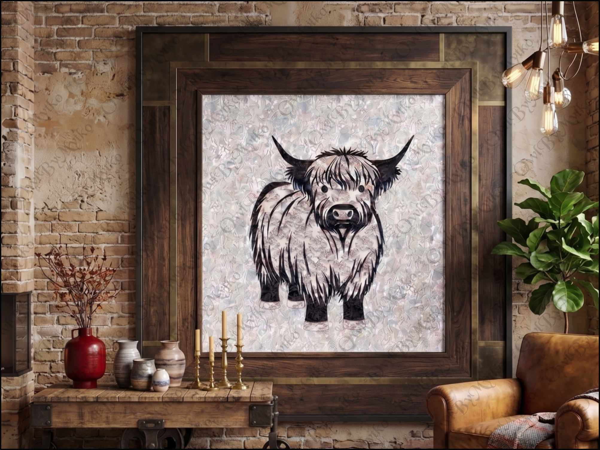 Highland Cow Appliqué Panel PDF Pattern | Farmhouse Sewing Pattern | Scalable Vector PDF | Instant Download - Image 2
