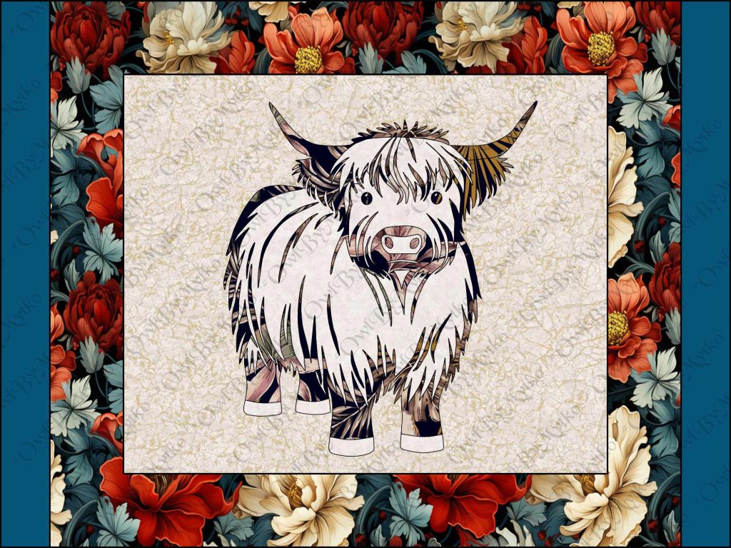 Highland Cow Appliqué Panel PDF Pattern | Farmhouse Sewing Pattern | Scalable Vector PDF | Instant Download