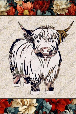 Highland Cow Appliqué Panel PDF Pattern | Farmhouse Sewing Pattern | Scalable Vector PDF | Instant Download