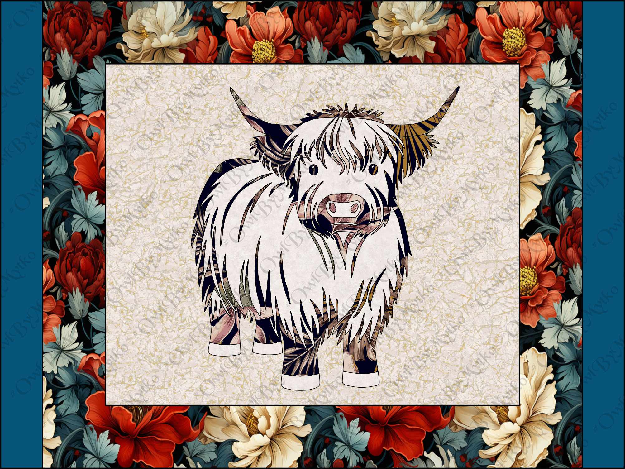 Highland Cow Appliqué Panel PDF Pattern | Farmhouse Sewing Pattern | Scalable Vector PDF | Instant Download