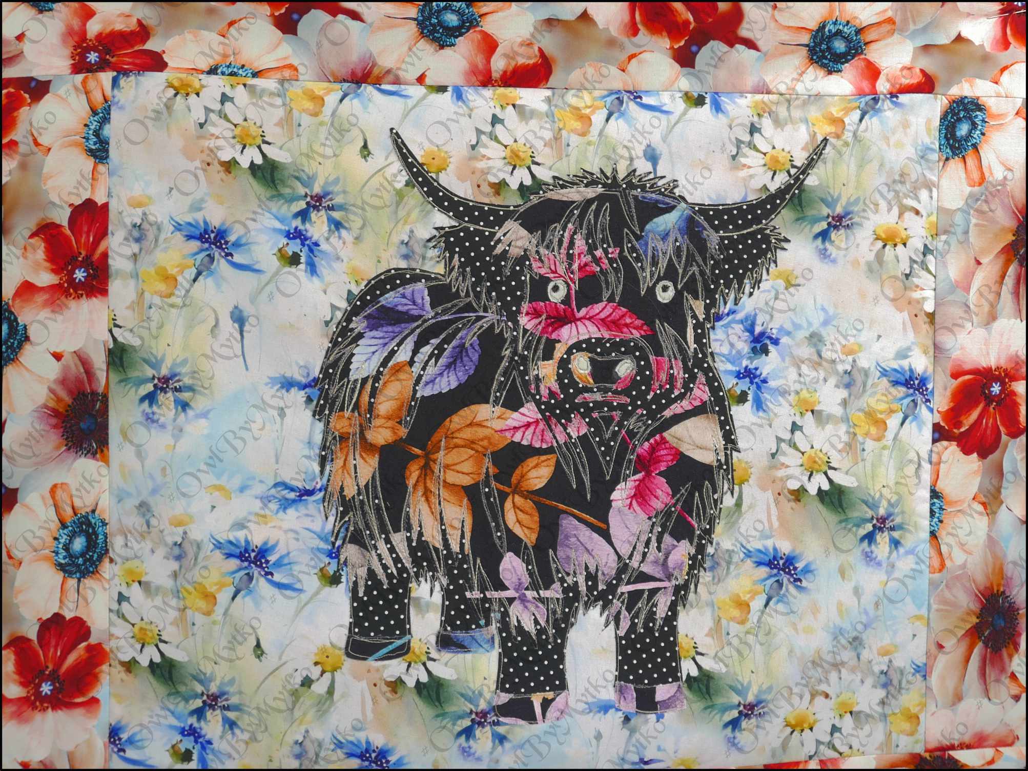 Highland Cow Appliqué Panel PDF Pattern | Farmhouse Sewing Pattern | Scalable Vector PDF | Instant Download - Image 5