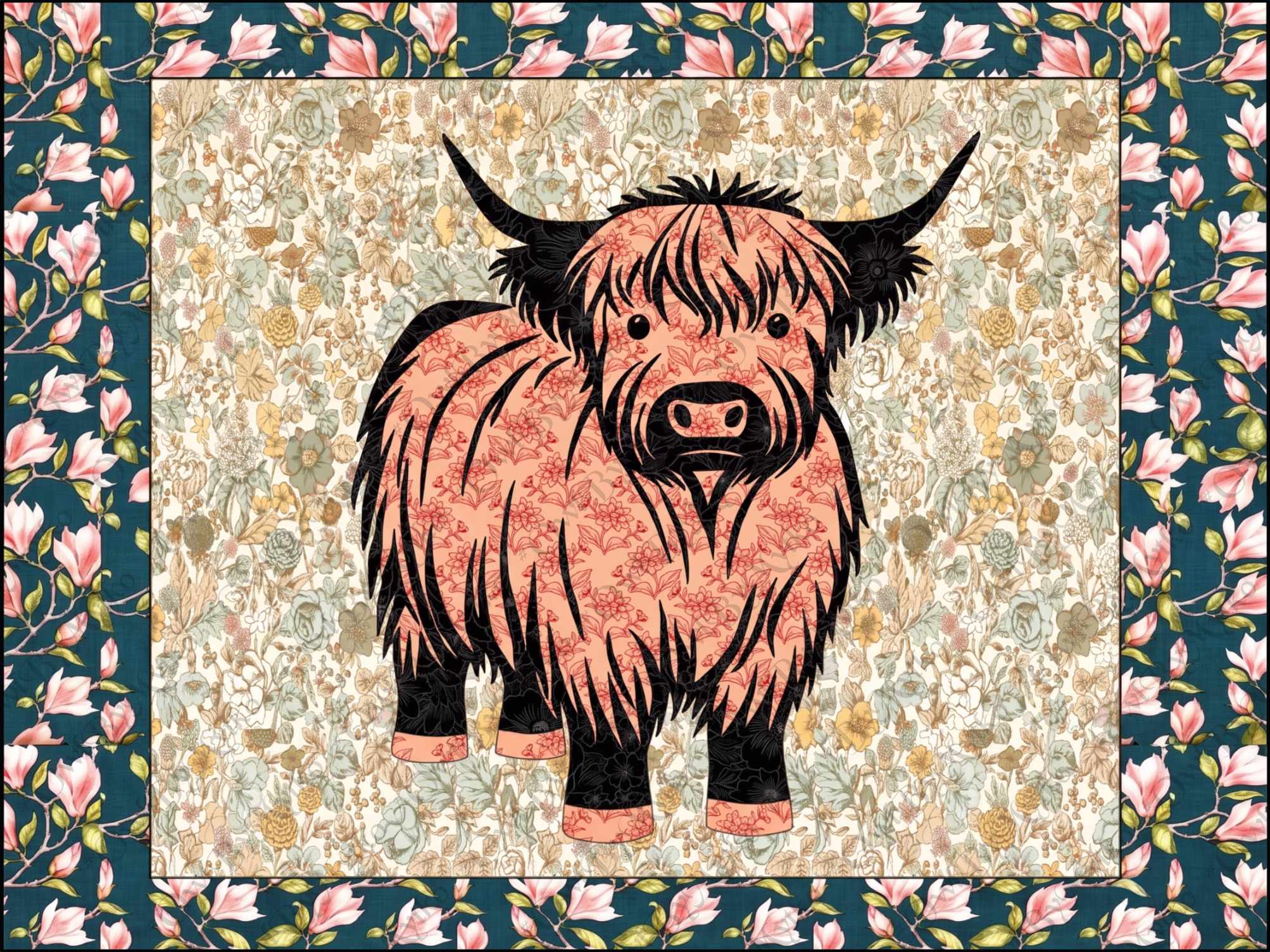 Highland Cow Appliqué Panel PDF Pattern | Farmhouse Sewing Pattern | Scalable Vector PDF | Instant Download - Image 6