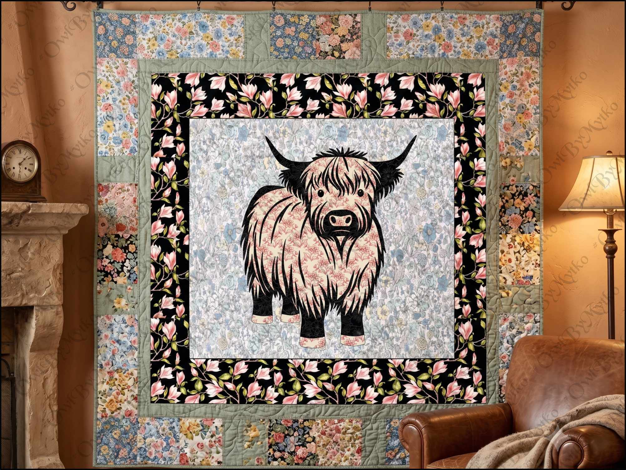 Highland Cow Appliqué Panel PDF Pattern | Farmhouse Sewing Pattern | Scalable Vector PDF | Instant Download - Image 7