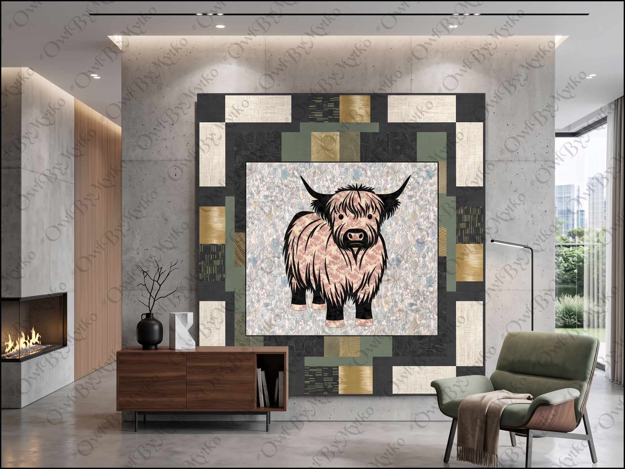 Highland Cow Appliqué Panel PDF Pattern | Farmhouse Sewing Pattern | Scalable Vector PDF | Instant Download - Image 8